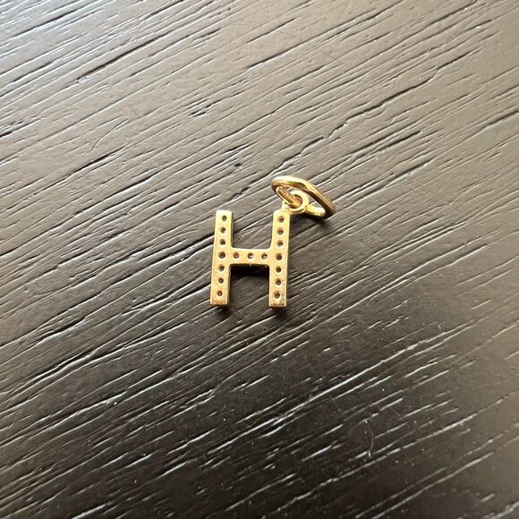 Letter H Mejuri Gold and Silver Initial Pendant - Picture 3 of 5